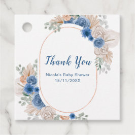 Etiquetas Para Recuerdos Baby Shower Boho Blue Pasto de Pampas