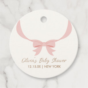 Etiquetas Para Recuerdos Baby Shower Chica de barrido de color rosa simple