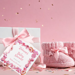 Etiquetas Para Recuerdos Baby Shower Chica de marco de caramelo rosa