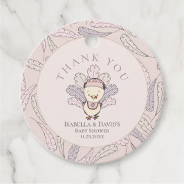 Etiquetas Para Recuerdos Baby Shower, Chica de Pink Turkey y Feathers Graci