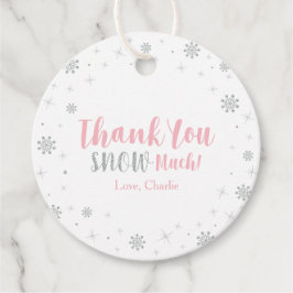 Etiquetas Para Recuerdos Baby Shower, Chica rosado y plateado de invierno