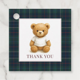Etiquetas Para Recuerdos Baby Shower clásico con tapa de oso preppy