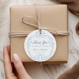 Etiquetas Para Recuerdos Baby Shower clásico de filigrana barroca periwinkl