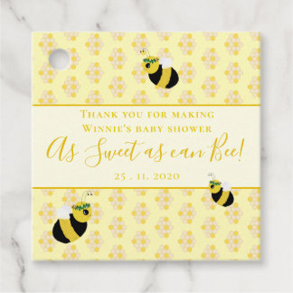 Etiquetas Para Recuerdos Baby Shower Cute Pastel Yellow Bee Honeycomb