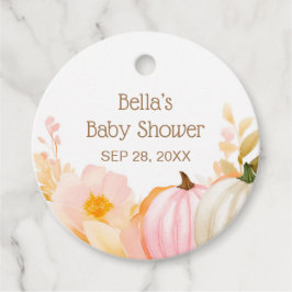Etiquetas Para Recuerdos Baby Shower de caída de calabaza rosa