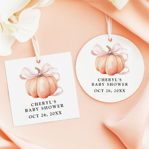 Etiquetas Para Recuerdos Baby Shower de calabaza de color de agua rosada