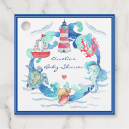 Etiquetas Para Recuerdos Baby Shower de color de agua neutra de género náut