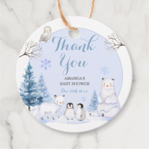 Etiquetas Para Recuerdos BABY SHOWER de copas de nieve para ANIMALES ÁRTICO
