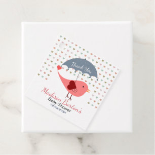 Etiquetas Para Recuerdos Baby Shower de corazones de lluvia de pájaro bajo 