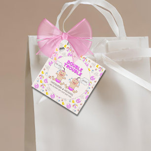Etiquetas Para Recuerdos Baby Shower de doble problema para Chicas gemelos