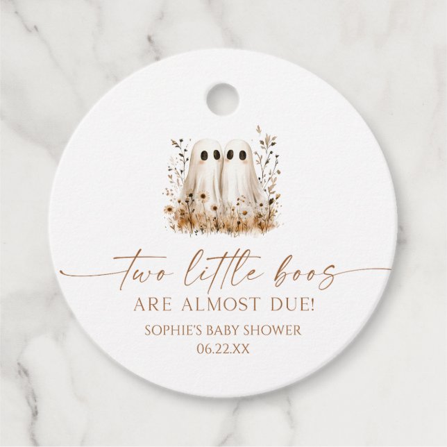 Etiquetas Para Recuerdos Baby Shower de dos pequeños gemelos de flores silv (Anverso)