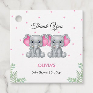 Etiquetas Para Recuerdos Baby Shower de elefantes íntimos Chicas gemelos ro