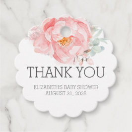 Etiquetas Para Recuerdos Baby Shower De Flor Rosa Gracias Por Favor Tags