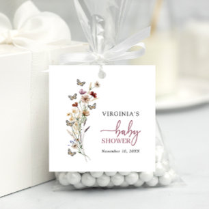 Etiquetas Para Recuerdos Baby Shower de Flores Silvestres Bohemias Rosadas