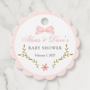 Etiquetas Para Recuerdos Baby Shower de ganso rosado floral