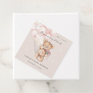 Etiquetas Para Recuerdos Baby Shower de globo Bear Bear de espera azul lind