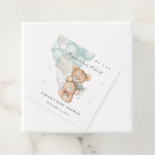 Etiquetas Para Recuerdos Baby Shower de globo Bear Bear de espera azul lind