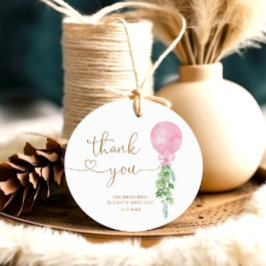 Etiquetas Para Recuerdos Baby Shower de globo rosa acuarela Gracias