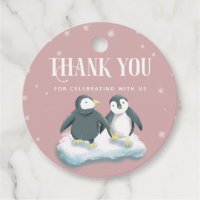 Baby Shower de los pingüinos de invierno rosado li