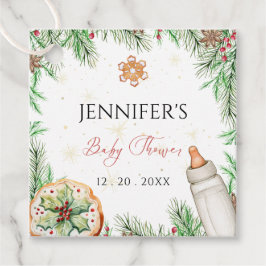 Etiquetas Para Recuerdos Baby Shower de Navidades estacionales de acuarela