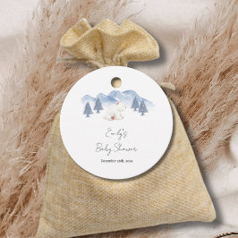 Etiquetas Para Recuerdos Baby Shower de oso polar de invierno neutral de gé