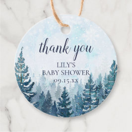 Etiquetas Para Recuerdos Baby Shower del bosque de pinos rústicos de invier