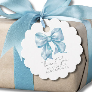 Etiquetas Para Recuerdos Baby Shower del Lazo Azul Elegante