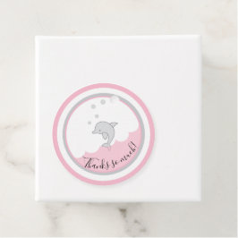 Etiquetas Para Recuerdos Baby Shower Dophin Pink Gray