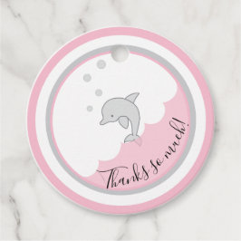 Etiquetas Para Recuerdos Baby Shower Dophin Pink Gray