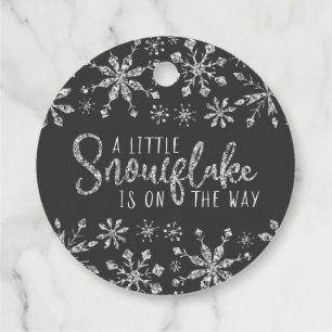 Etiquetas Para Recuerdos Baby Shower, el pequeño Purpurina de Snowflake Sil