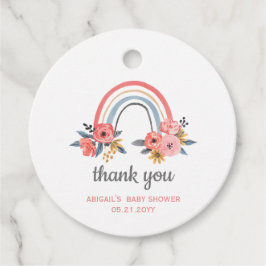 Etiquetas Para Recuerdos Baby Shower Floral Rainbow Gracias