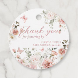 Etiquetas Para Recuerdos Baby Shower floral rosa de mariposa revoloteando