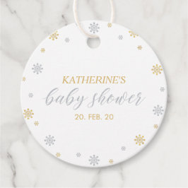 Etiquetas Para Recuerdos Baby Shower Gold & Silver Winter Wonderland