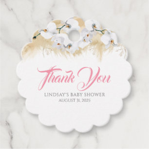 Etiquetas Para Recuerdos Baby Shower Grass White Orchids de Pampas Gracias