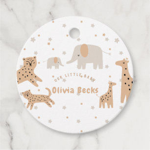 Etiquetas Para Recuerdos Baby Shower ilustrativo Pastel Beige Cute