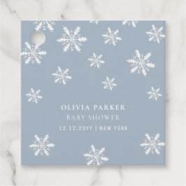 Etiquetas Para Recuerdos Baby Shower Light Blue Boho Winter Snowflake