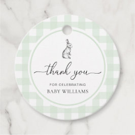 Etiquetas Para Recuerdos Baby Shower Mint Green Gingham Bunny Rabbit
