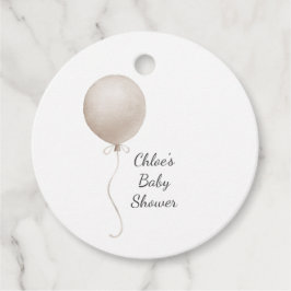 Etiquetas Para Recuerdos Baby Shower moderno de globo Beige