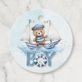 Etiquetas Para Recuerdos Baby Shower Nautical Teddy Bear Boy