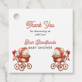 Etiquetas Para Recuerdos Baby Shower Navidades de Red Stroller Gracias