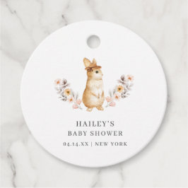 Etiquetas Para Recuerdos Baby Shower Neutral Bunny Wildflower