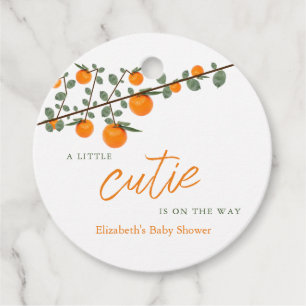 Etiquetas Para Recuerdos Baby Shower neutral de género de Naranja cutáneo p