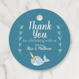 Etiquetas Para Recuerdos Baby Shower Neutral de Narwhal de género moderno