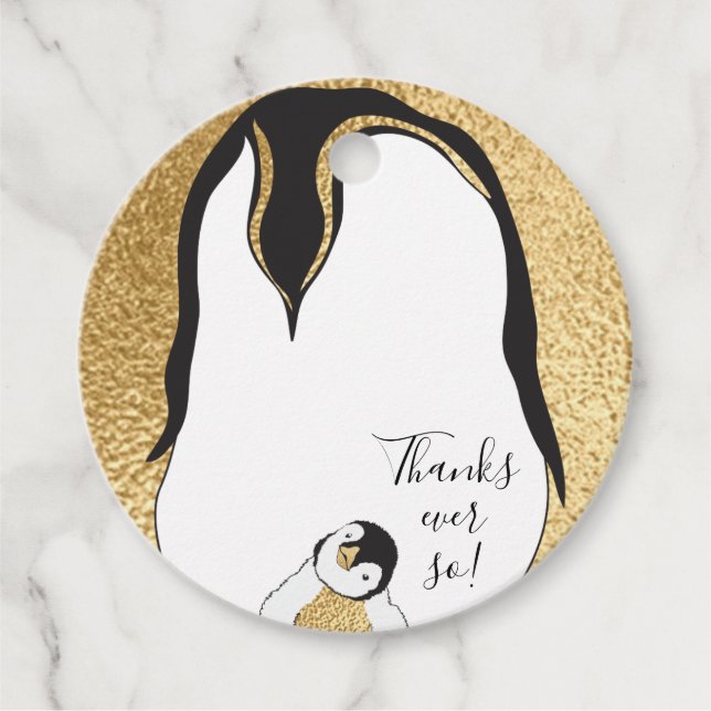 Etiquetas Para Recuerdos Baby Shower Penguin (Anverso)