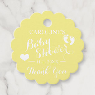 Etiquetas Para Recuerdos Baby Shower personalizado de pies de bebé amarillo