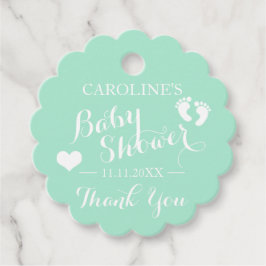 Etiquetas Para Recuerdos Baby Shower personalizado Mint Green Baby Feet