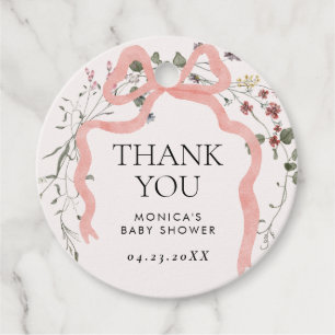 Etiquetas Para Recuerdos Baby Shower Pink Bow Wildflower