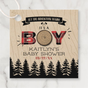Etiquetas Para Recuerdos Baby Shower Rustic Forest Plaid Lumberjack Boys
