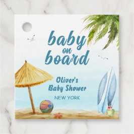 Etiquetas Para Recuerdos Baby Shower Summer Beach Ocean Surfboard