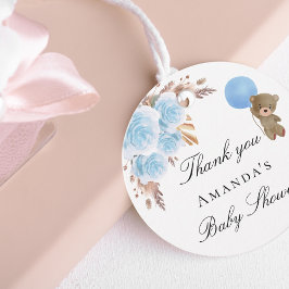 Etiquetas Para Recuerdos Baby Shower teddy pampas pasto azul gracias